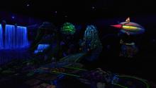 Room of black light minigolf parcour